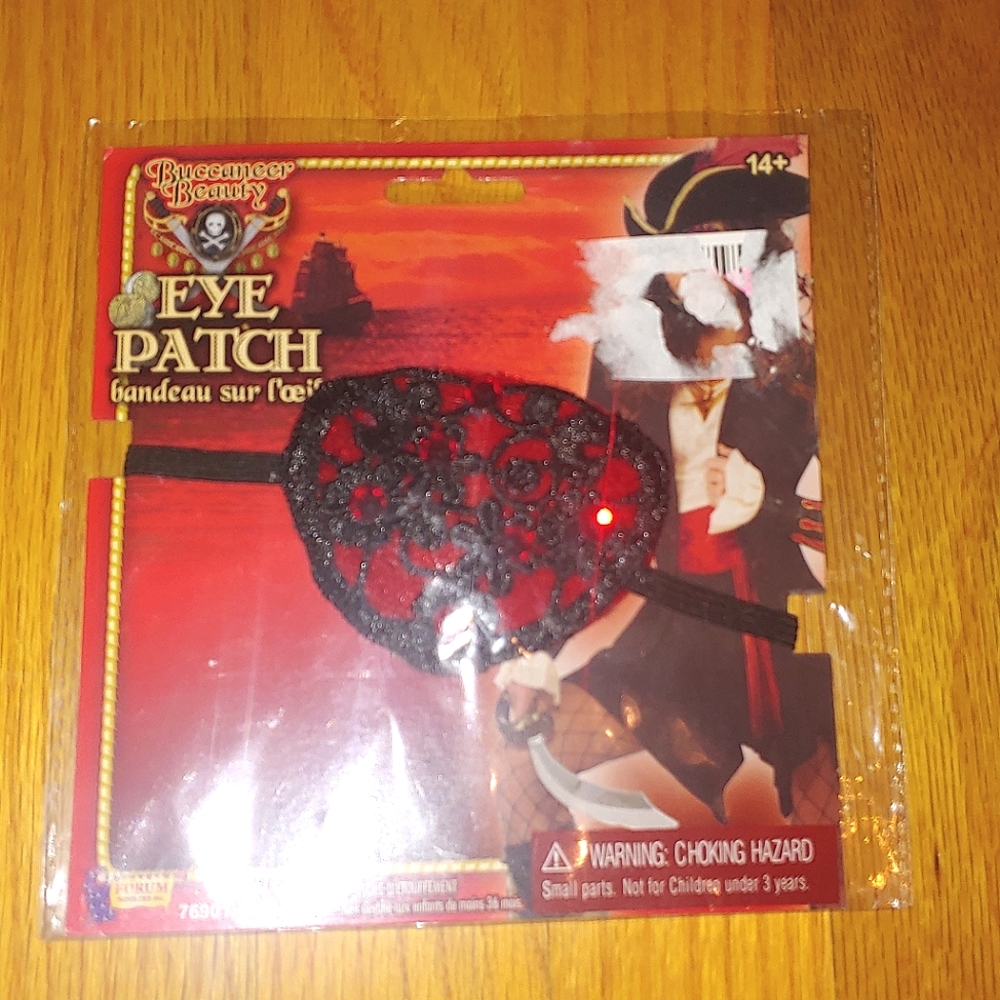 Buccaneer Beauty Pirate Eye Patch Halloween Accessories Red Rhinestones